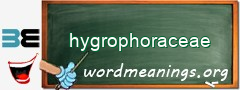 WordMeaning blackboard for hygrophoraceae